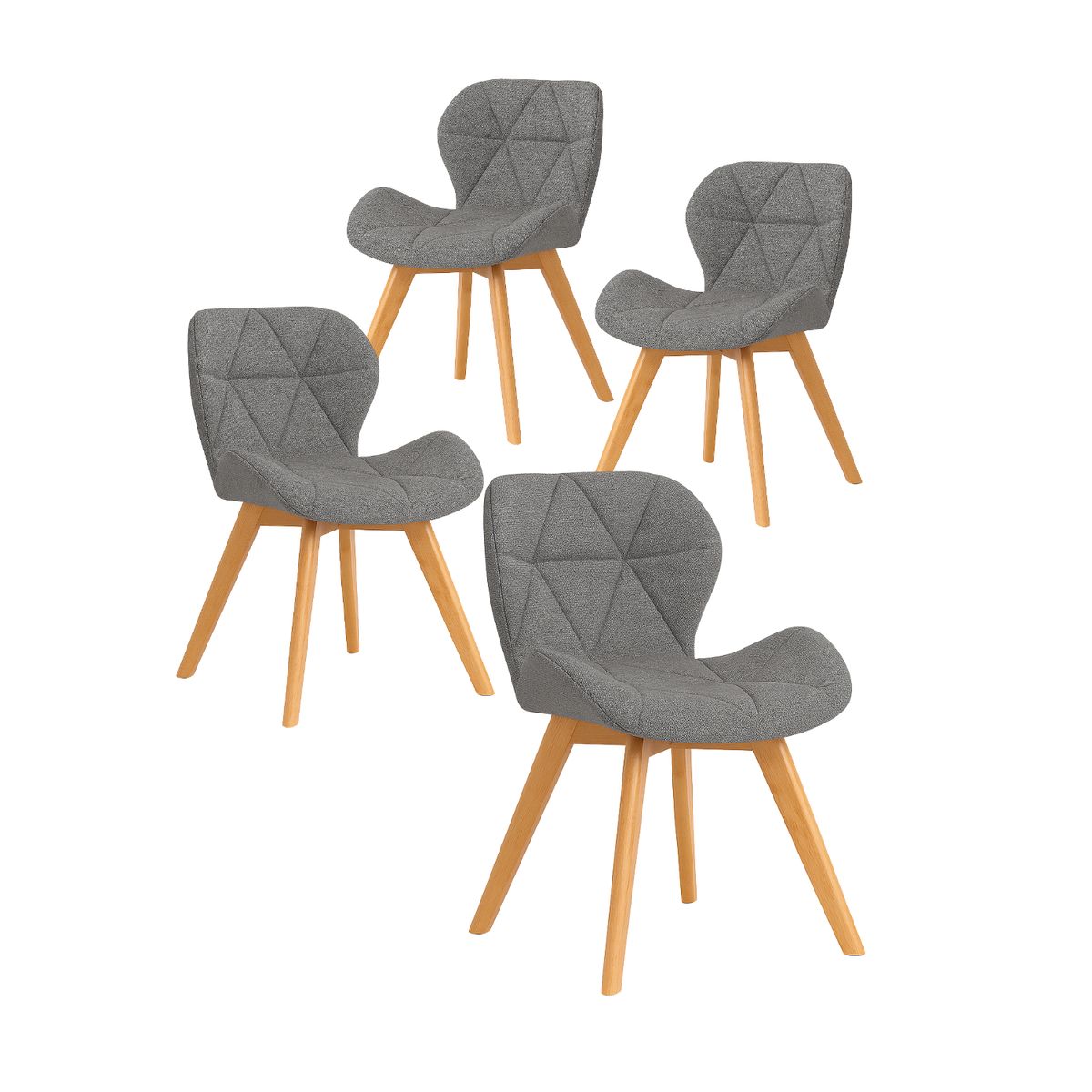 GENERICO - Pack de 4 Silla Aviador Mariposa Radar Wood Lino - Gris