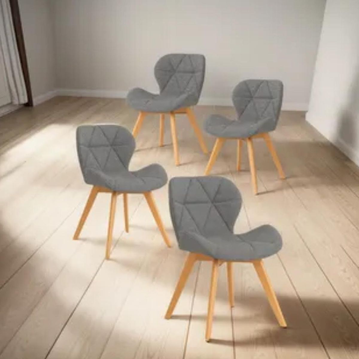 GENERICO - Pack de 4 Silla Aviador Mariposa Radar Wood Lino - Gris