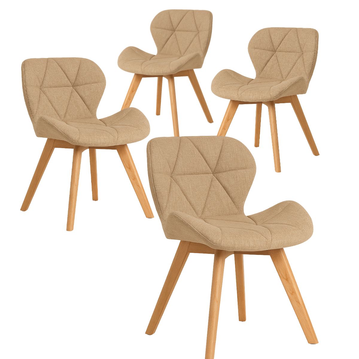 HABITA2 CHILE - Pack de 4 Silla Aviador Mariposa Radar Wood Lino - Beige