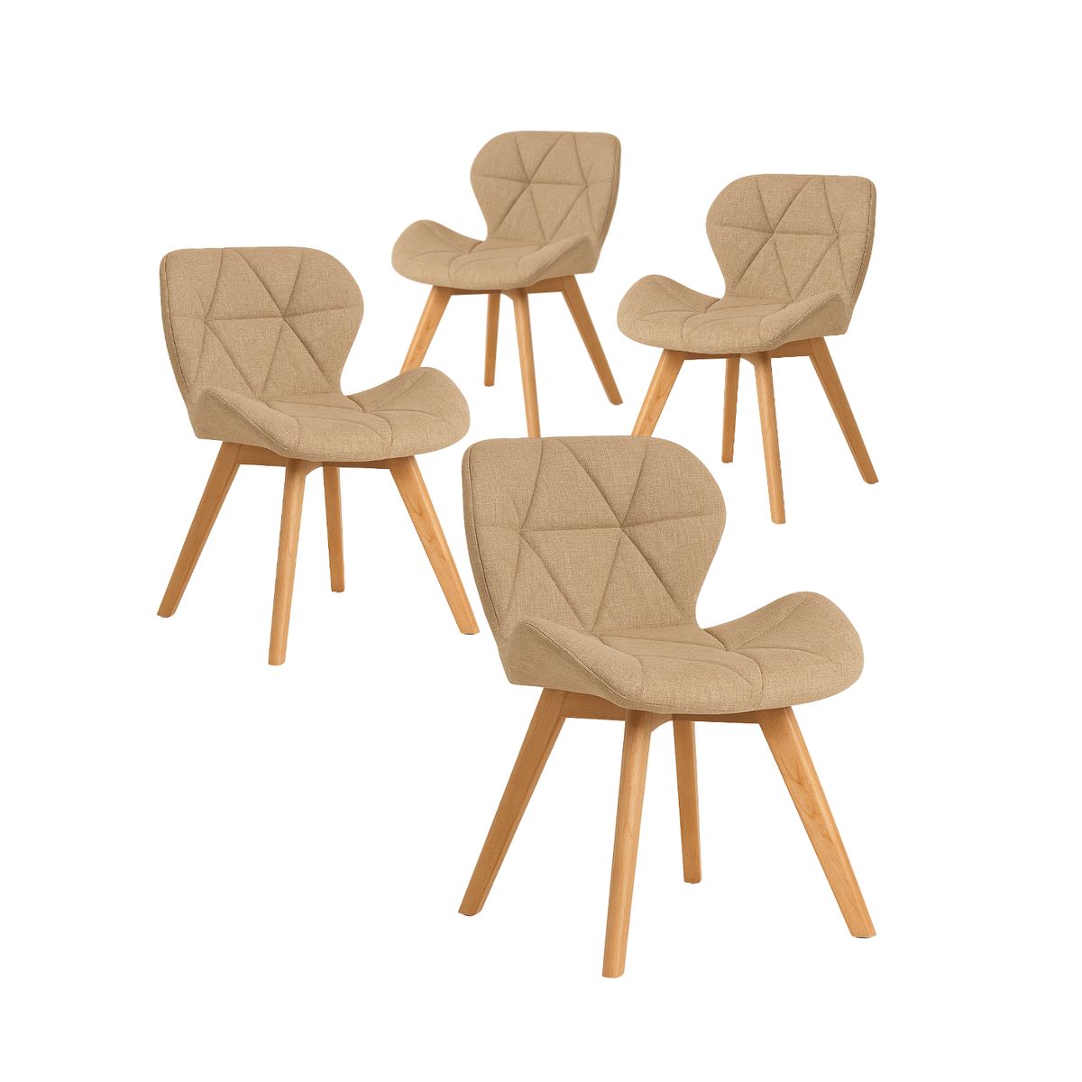 HABITA2 CHILE - Pack de 4 Silla Aviador Mariposa Radar Wood Lino - Beige