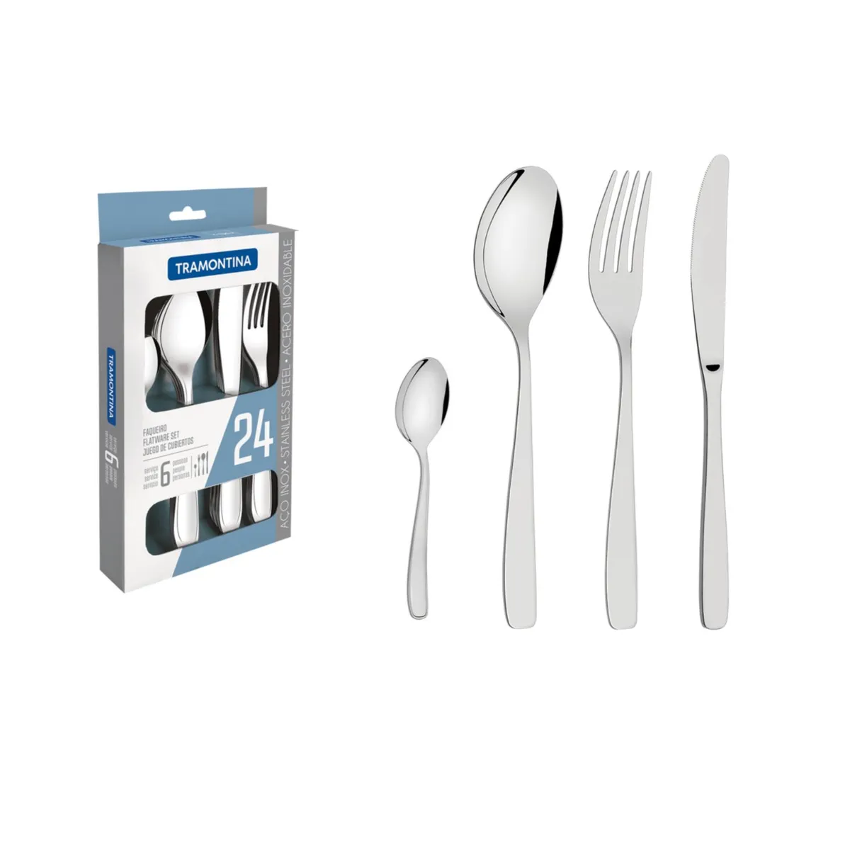 TRAMONTINA - Juego de Cubiertos Cuchillo Mantequilla Cosmos 24 Piezas