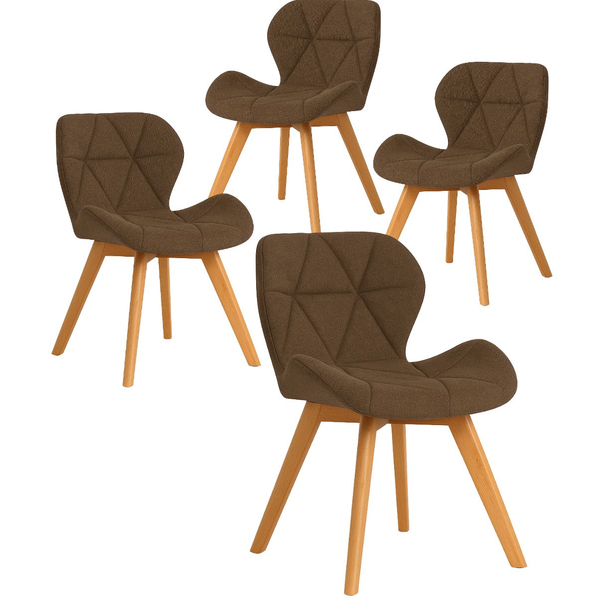 HABITA2 CHILE - Pack de 4 Silla Aviador Mariposa Radar Wood Lino - Marrón