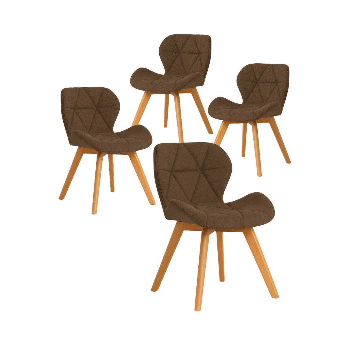 HABITA2 CHILE - Pack de 4 Silla Aviador Mariposa Radar Wood Lino - Marrón