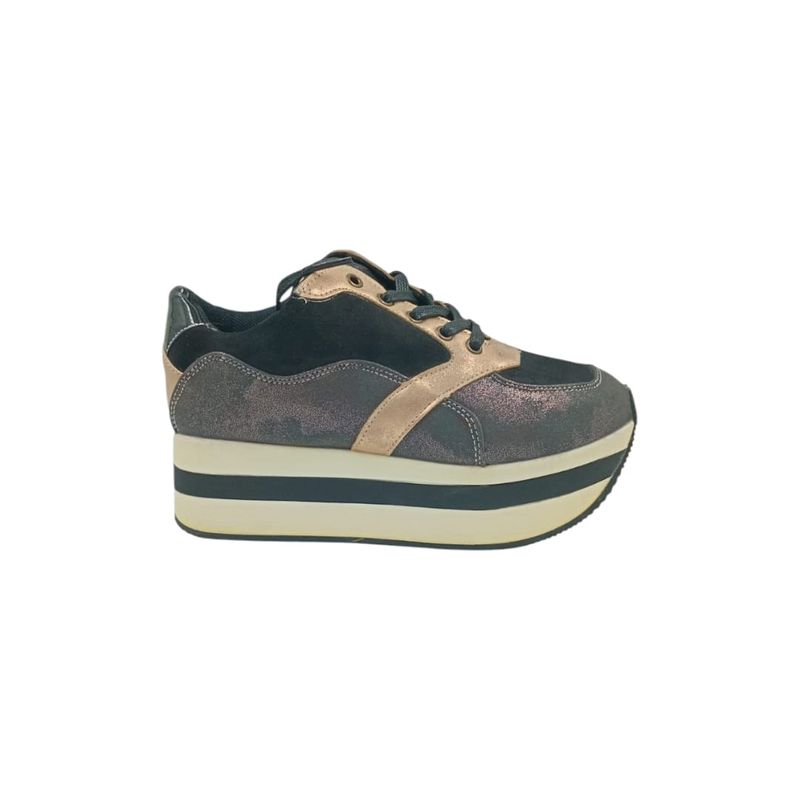 HERIEL - Zapatilla Negra Plataforma Mujer.