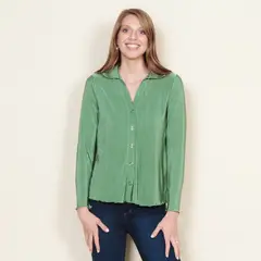 WADOS - BLUSA MANGA LARGA PLISADA ABOTONADA EN EL DELANTERO