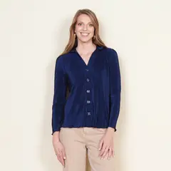 WADOS - BLUSA MANGA LARGA PLISADA ABOTONADA EN EL DELANTERO