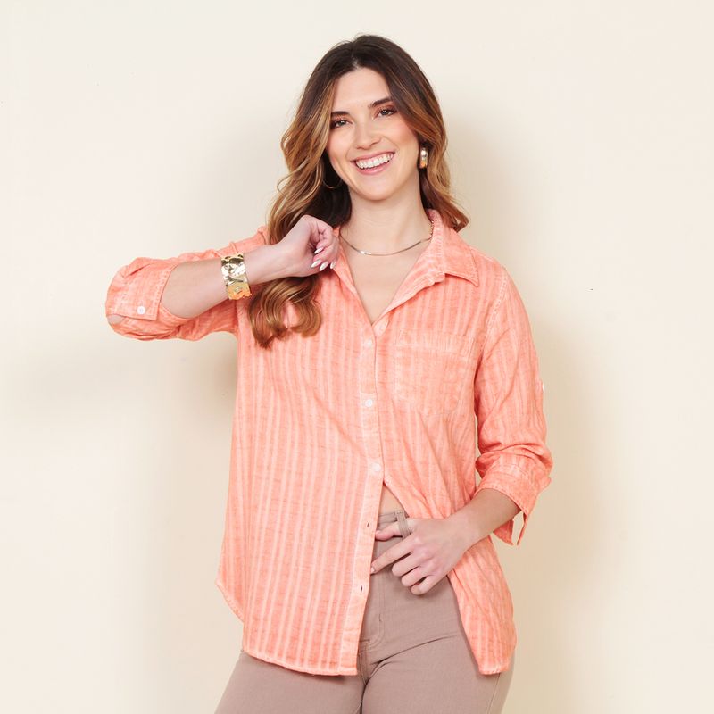 WADOS - BLUSA MANGA LARGA SOLIDA ABOTONADA EN DELANTERO Y BOLSILLO