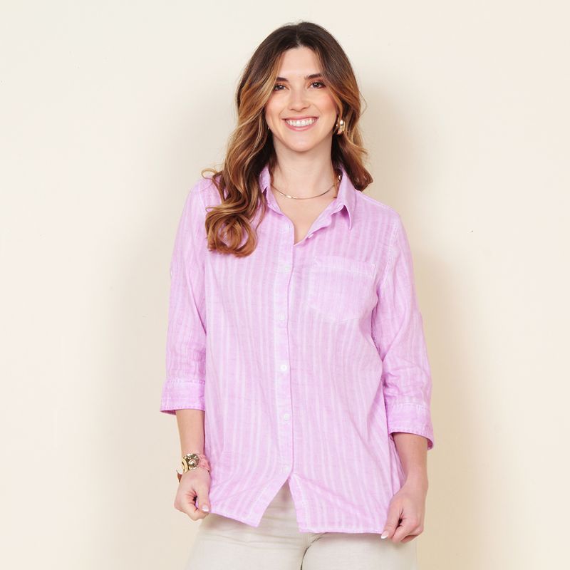 WADOS - BLUSA MANGA LARGA SOLIDA ABOTONADA EN DELANTERO Y BOLSILLO