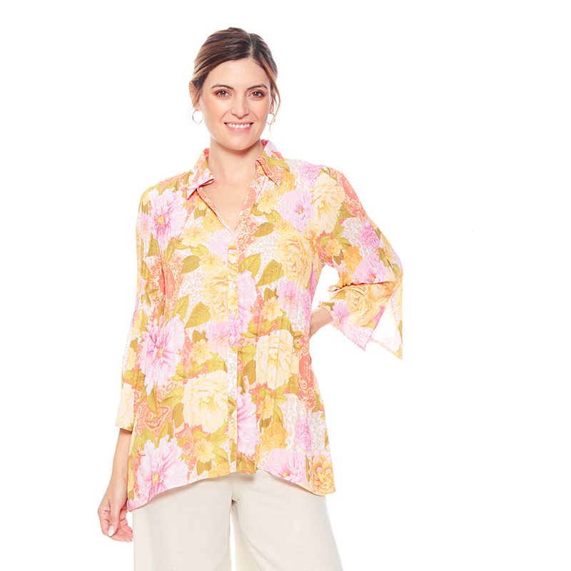 WADOS - BLUSA PLISADA MANGA 3/4 ESTAMPADA