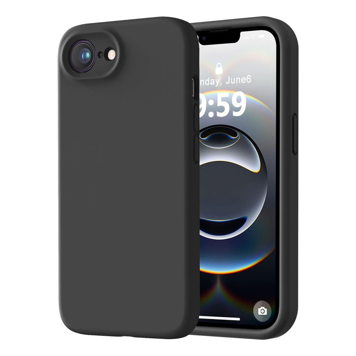 COMPUTECH - Funda Carcasa Premium Silicona Para iPhone 16e Negro+ Vidrio