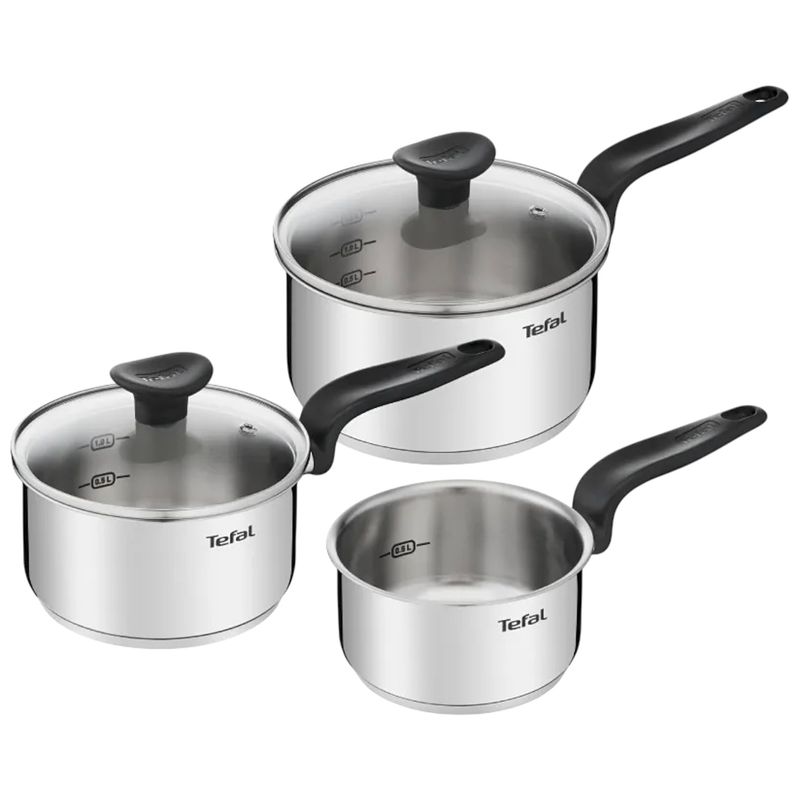 TEFAL - Set Cacerolas 3 Piezas Tefal Marca Francesa Color Plateado