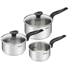 TEFAL - Set Cacerolas 3 Piezas Marca Francesa Color Plateado
