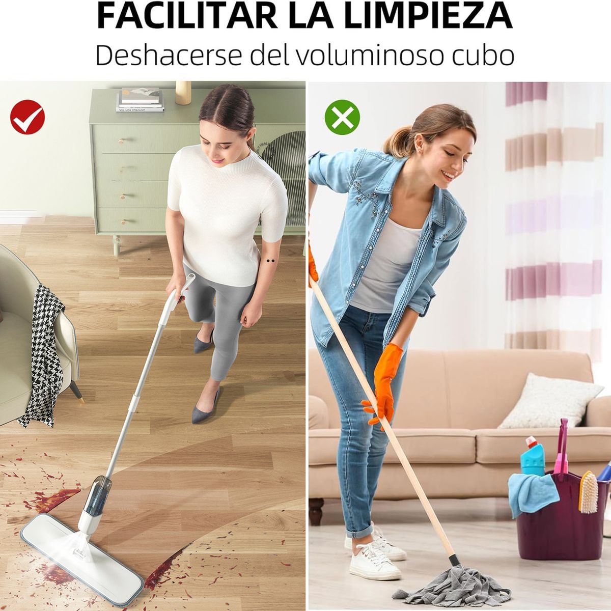 GENERICO - Cabezal Giratorio 360° Mopa Spray Con Atomizador-Blanco.