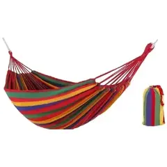 GENERICO - HAMACA COLGANTE 180X150CM DE ALGODON 2 PLAZAS ROJA