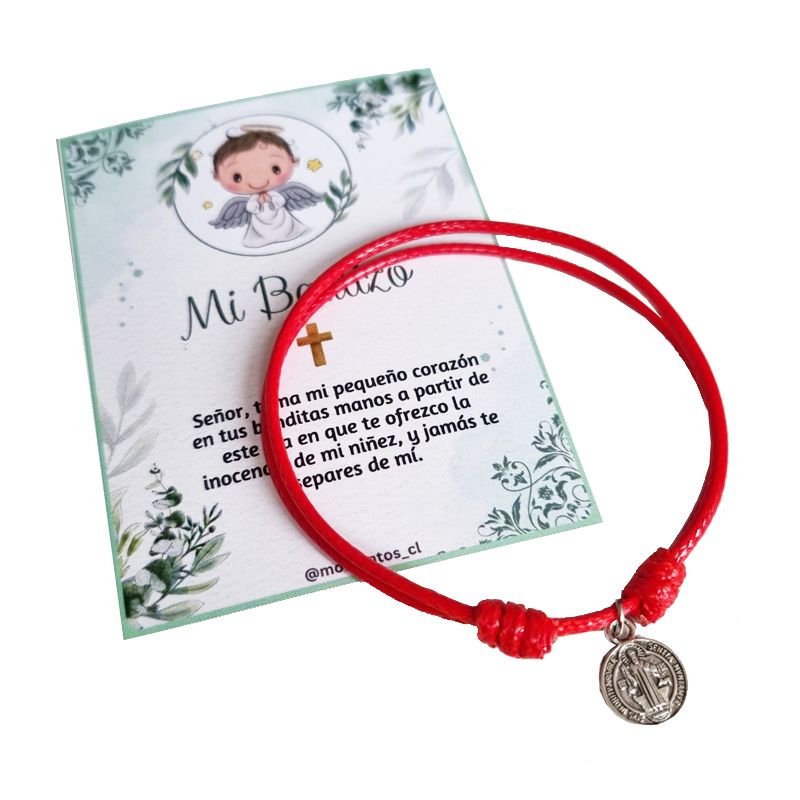 GENERICO - Recuerdos Encintados Bautizo 12 Pulseras Bautismo + Tarjetas