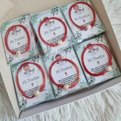 GENERICO - Recuerdos Encintados Bautizo 12 Pulseras Bautismo + Tarjetas