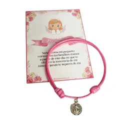 GENERICO - Recuerdos Encintados Bautizo 12 Pulseras Bautismo + Tarjetas