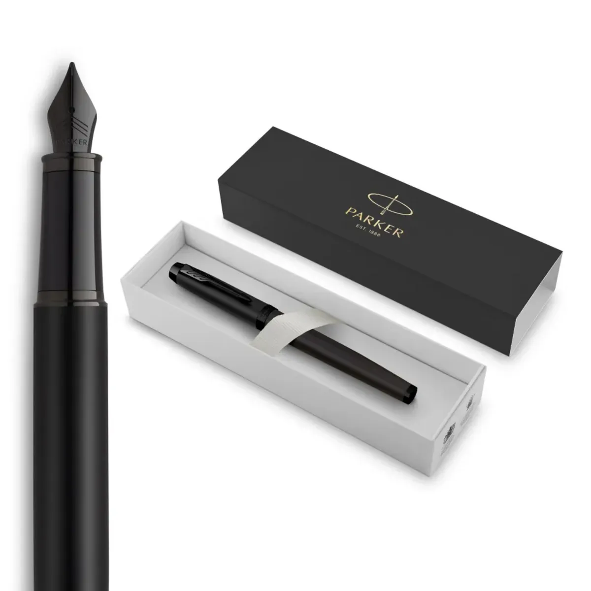 PARKER - Pluma Fuente Parker IM Negro Matte BT Tinta Azul