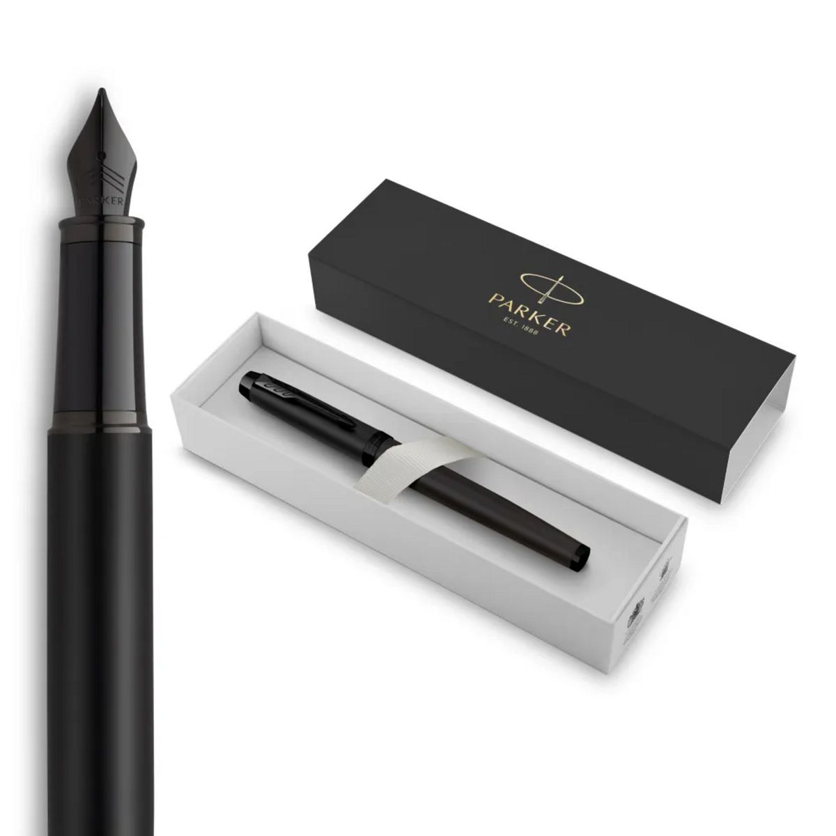 PARKER - Pluma Fuente Parker IM Negro Matte BT Tinta Azul