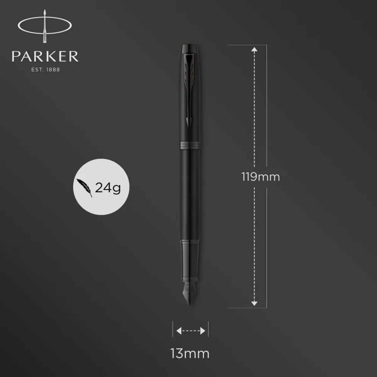 PARKER - Pluma Fuente Parker IM Negro Matte BT Tinta Azul