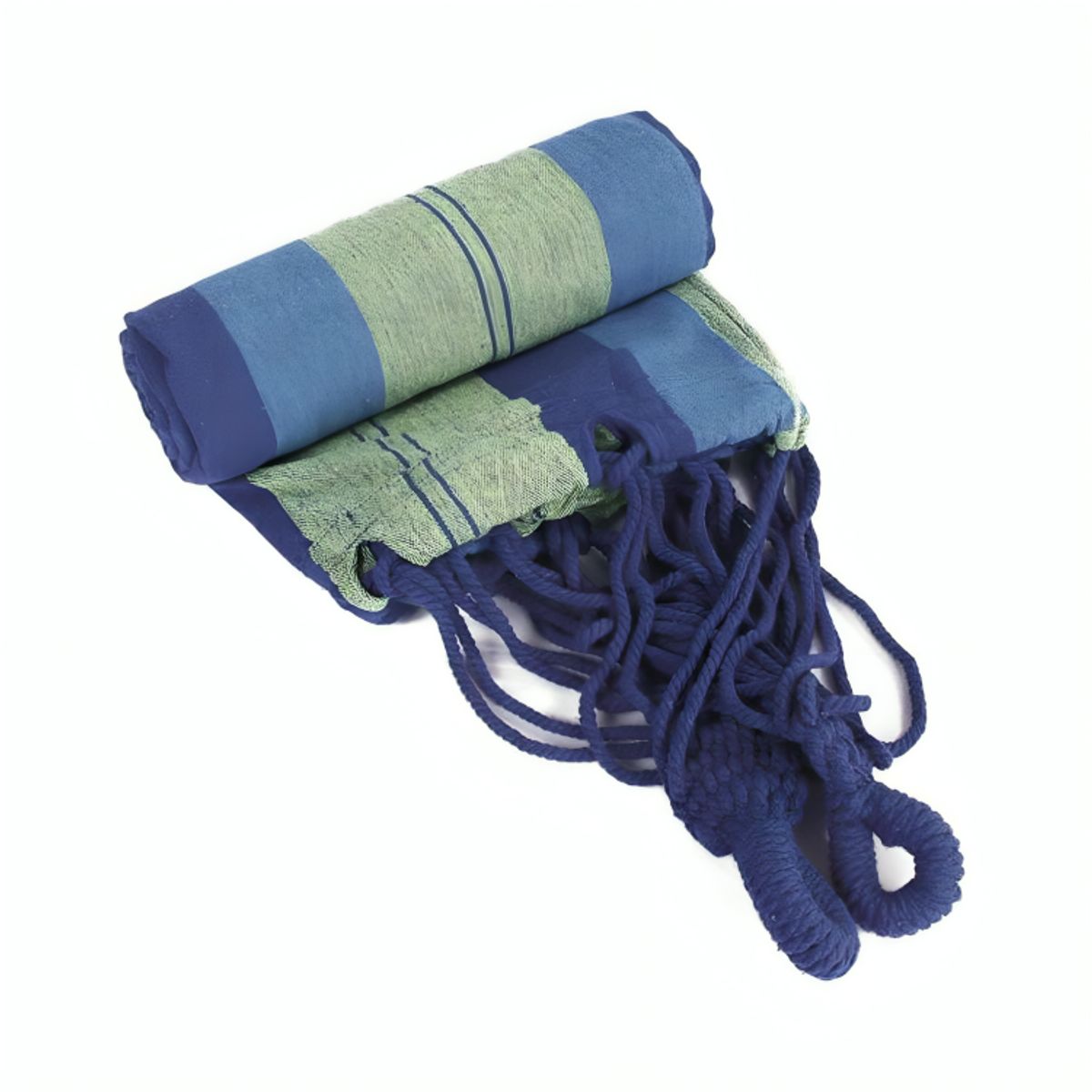 GENERICO - HAMACA COLGANTE 180X150CM DE ALGODON 2 PLAZAS AZUL.