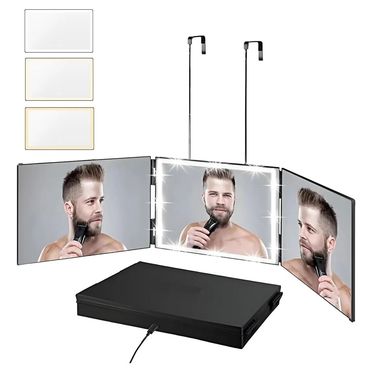 KUANGYE - Led Espejo Triple Para Auto Corte Barberia Peluqueria