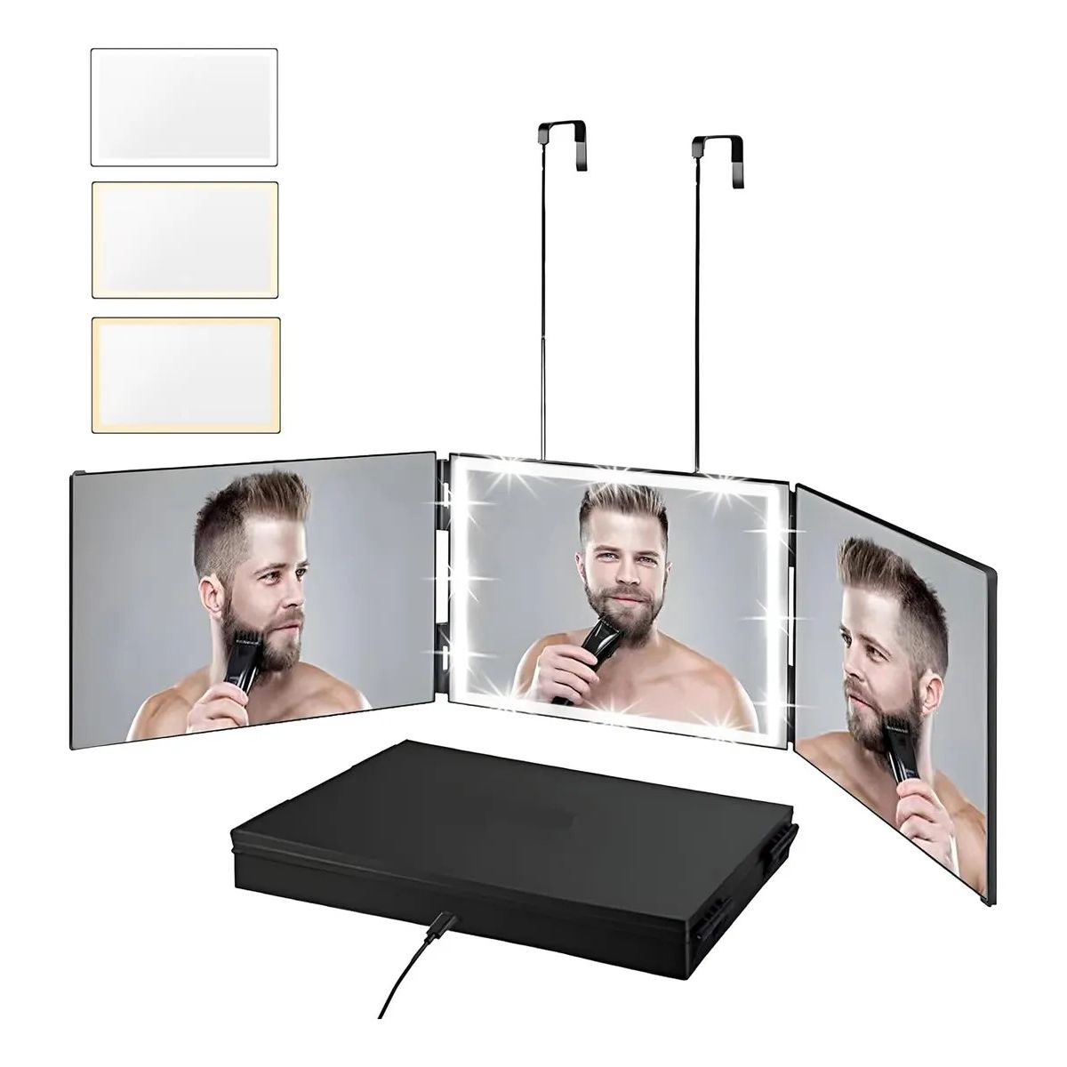 KUANGYE - Led Espejo Triple Para Auto Corte Barberia Peluqueria