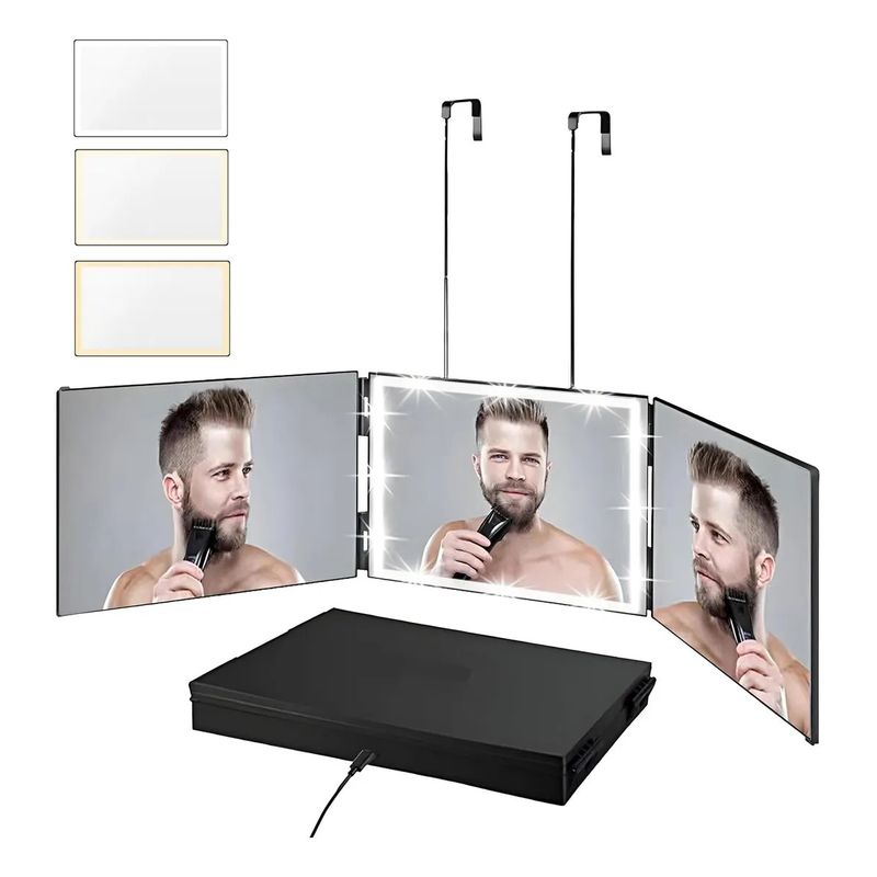 KUANGYE - Led Espejo Triple Para Auto Corte Barberia Peluqueria