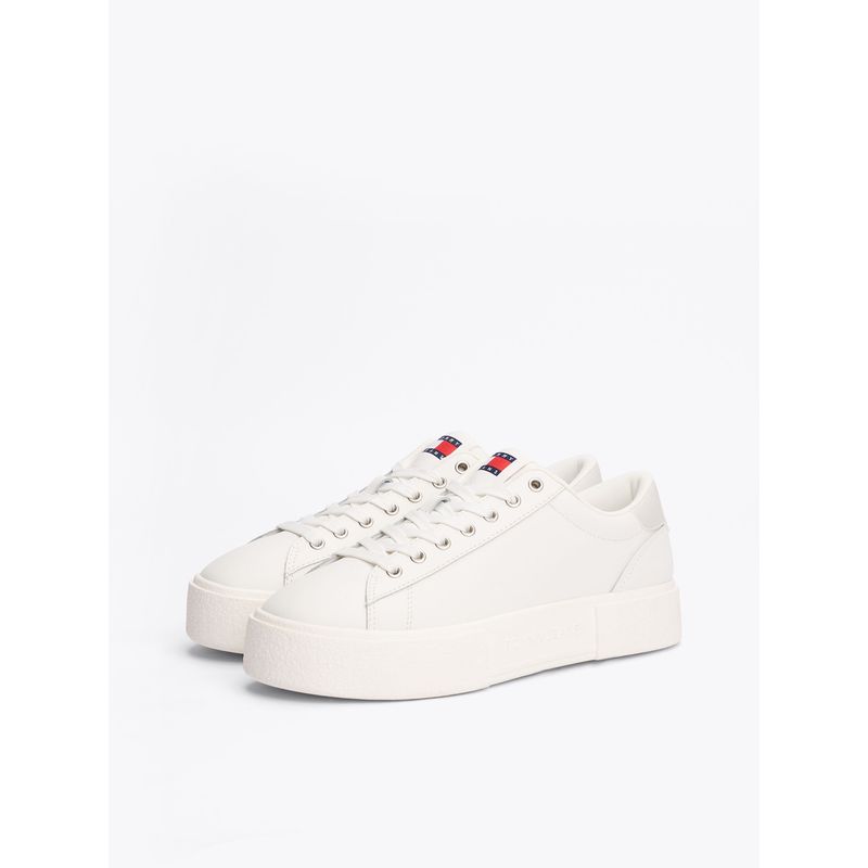 TOMMY HILFIGER - Zapatillas New Flatform De Cuero Blanco Tommy Jeans