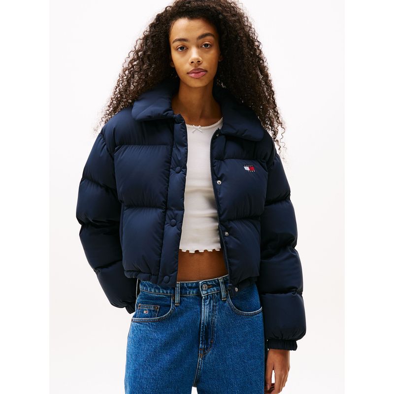 TOMMY HILFIGER - Parka Cropped Acolchada Con Logo Azul Tommy Jeans
