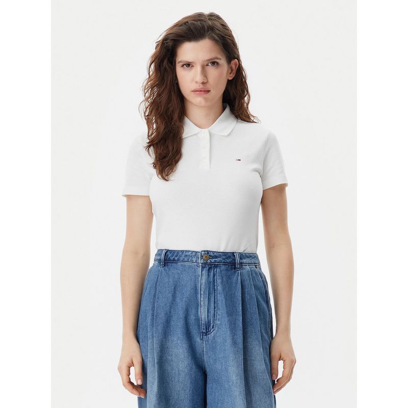 TOMMY HILFIGER - Polo Essential Slim Fit Blanco Tommy Jeans