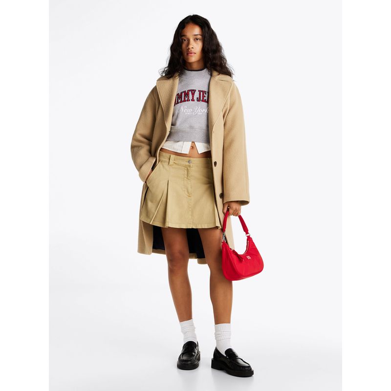 TOMMY HILFIGER - Minifalda Plisada Con Bolsillos Beige Tommy Jeans