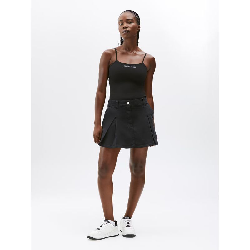 TOMMY HILFIGER - Minifalda Plisada Con Bolsillos Negro Tommy Jeans