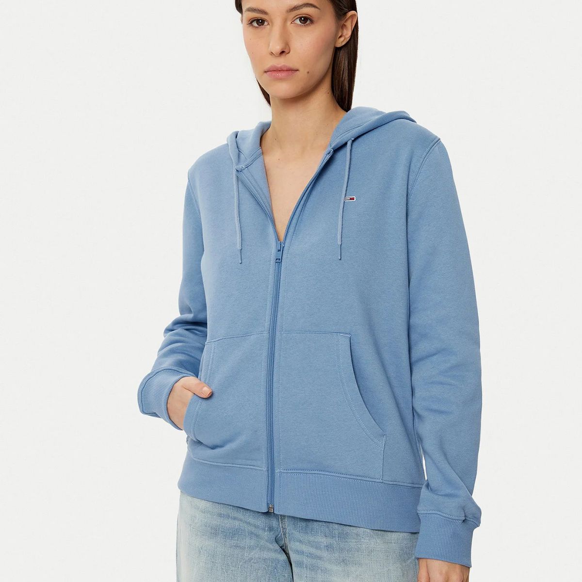 TOMMY HILFIGER - Polerón Hoodie Regular Fit Con Logo Celeste Tommy Jeans