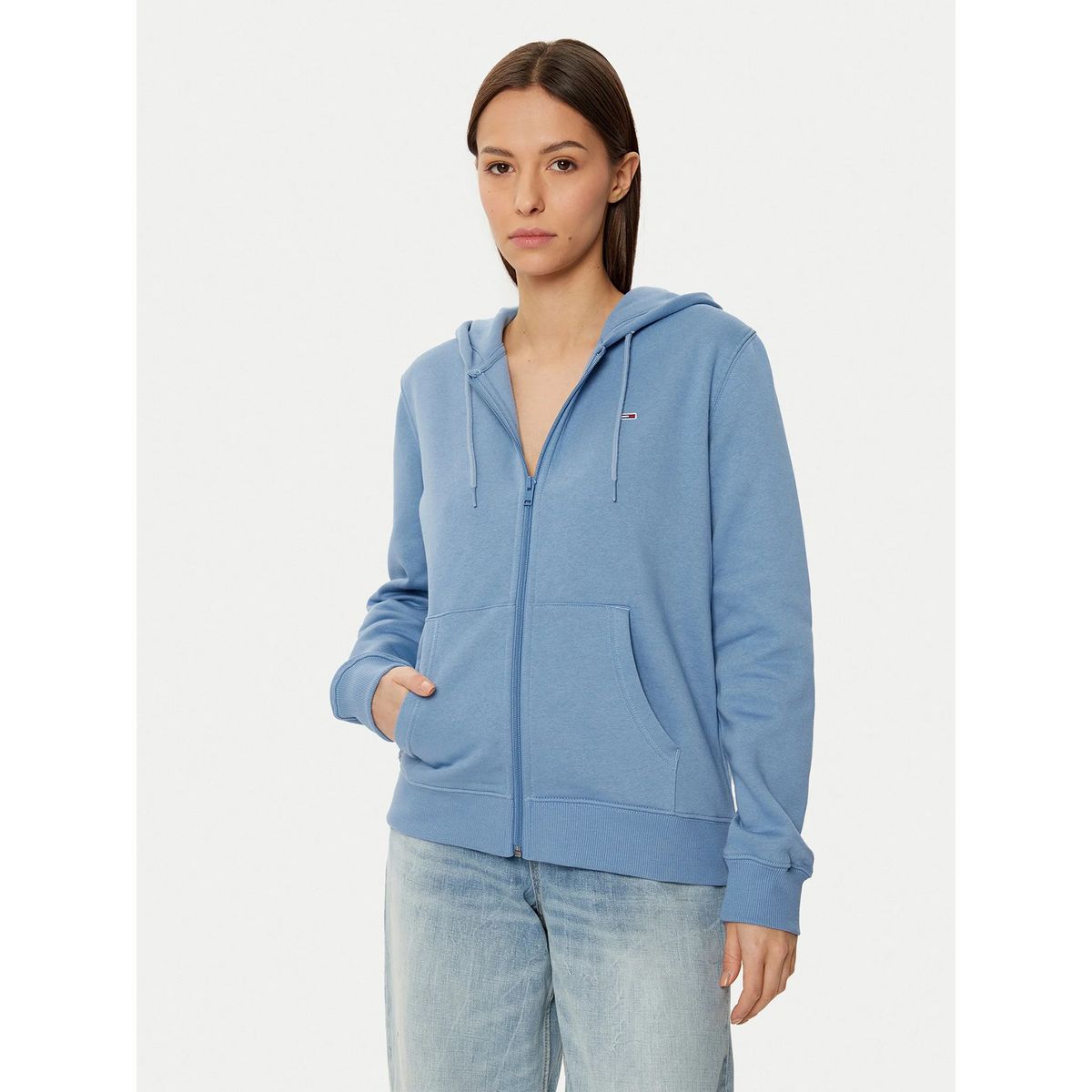 TOMMY HILFIGER - Polerón Hoodie Regular Fit Con Logo Celeste Tommy Jeans