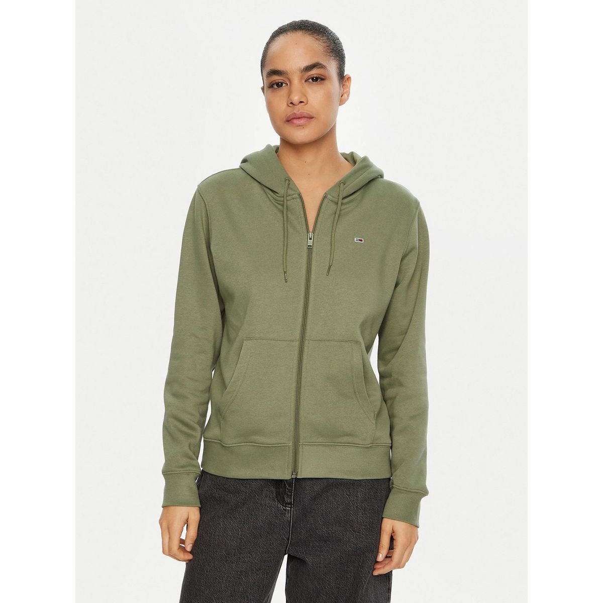 TOMMY HILFIGER - Polerón Hoodie Regular Fit Con Logo Verde Tommy Jeans