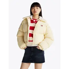 TOMMY HILFIGER - Parka Cropped Acolchada Con Logo Amarillo Tommy Jeans