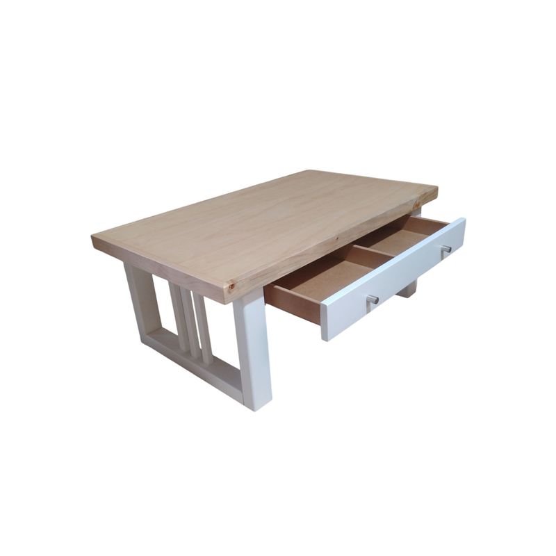 GENERICO - Mesa de centro de 1000 modelo Caburgua, bicolor Blanco/Natural.