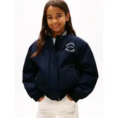 TOMMY HILFIGER - Chaqueta Bomber Varsity De Satén Azul