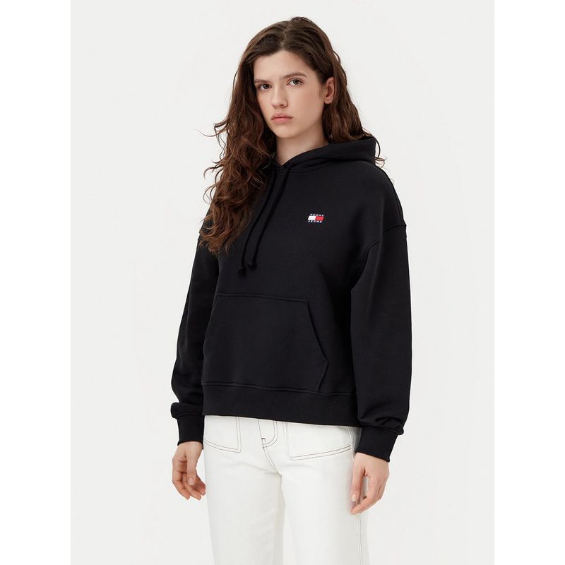 TOMMY HILFIGER - Polerón Hoodie Badge Con Logo Negro Tommy Jeans