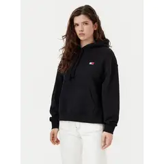 TOMMY HILFIGER - Polerón Hoodie Badge Con Logo Negro Tommy Jeans
