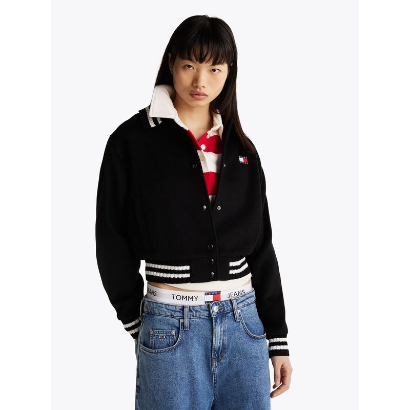 TOMMY HILFIGER - Chaqueta Bomber De Estilo Varsity Negro Tommy Jeans