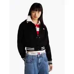 TOMMY HILFIGER - Chaqueta Bomber De Estilo Varsity Negro Tommy Jeans