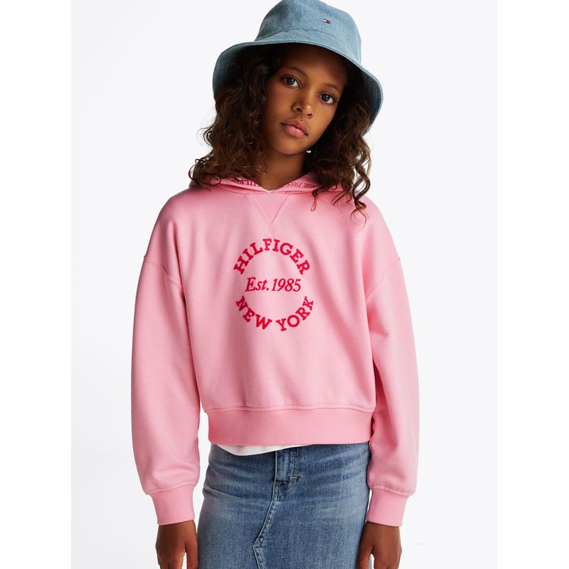 TOMMY HILFIGER - Polerón Hoodie New York Con Logo Rosado Tommy Hilfiger