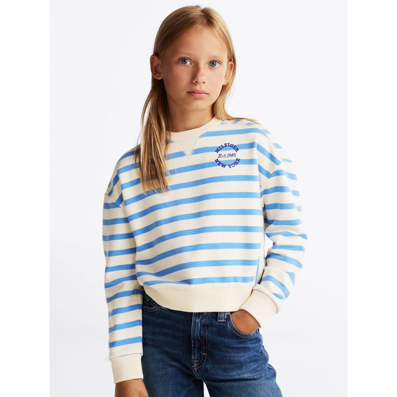 TOMMY HILFIGER - Polerón Stripe New York Logo Celeste Tommy Hilfiger