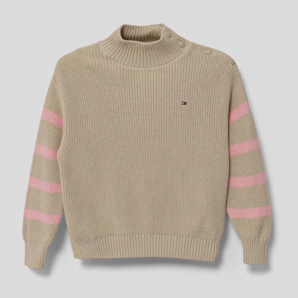 TOMMY HILFIGER - Sweater De Cuello Mock Beige Tommy Hilfiger