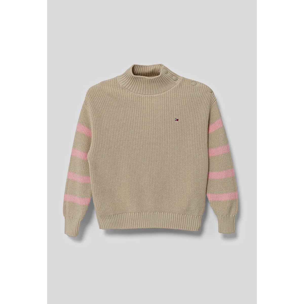 TOMMY HILFIGER - Sweater De Cuello Mock Beige Tommy Hilfiger