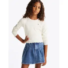 TOMMY HILFIGER - Polera De Manga Larga Texturizada Blanco