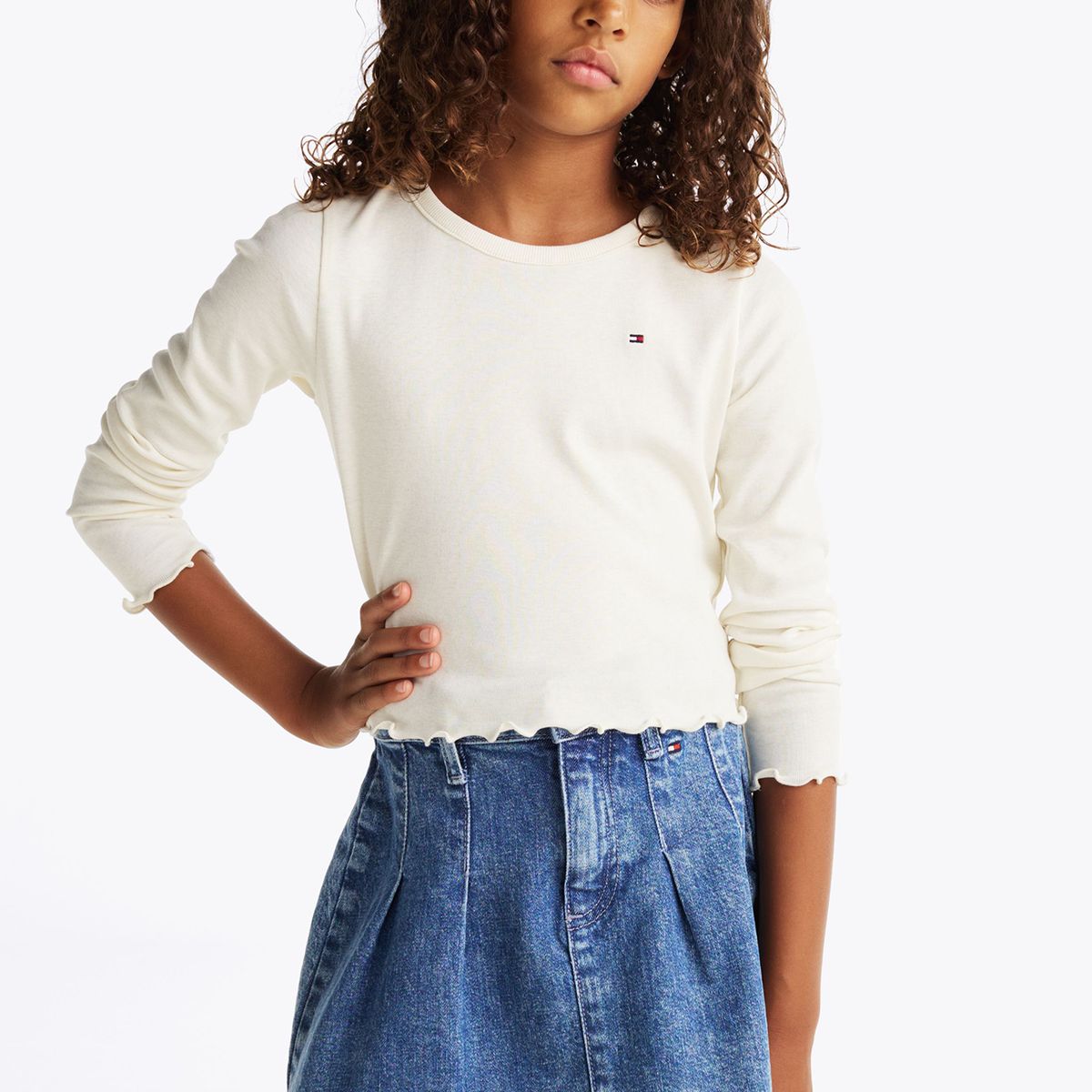 TOMMY HILFIGER - Polera De Manga Larga Texturizada Blanco Tommy Hilfiger