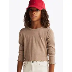 TOMMY HILFIGER - Polera De Manga Larga Texturizada Café